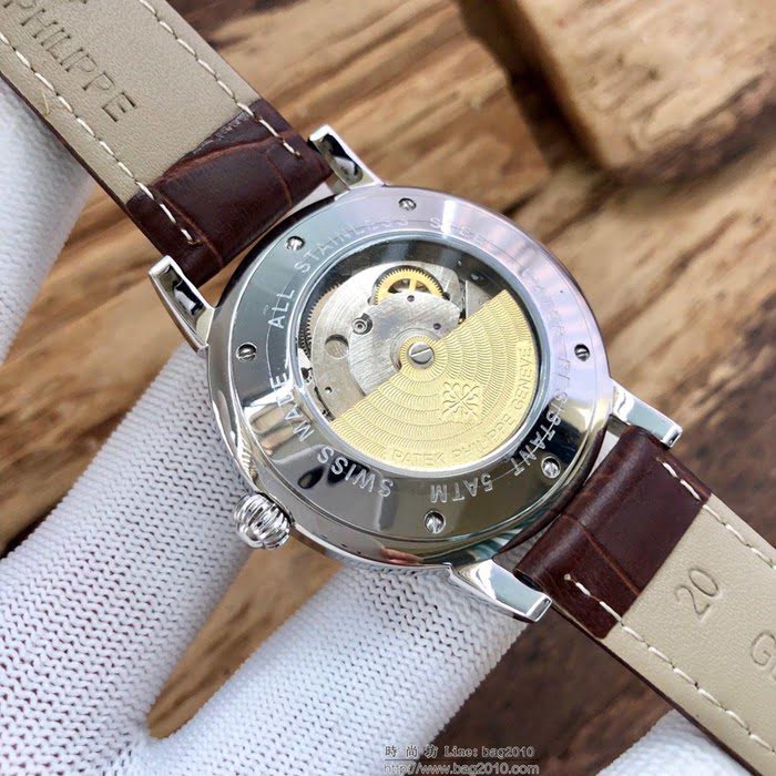 百達翡麗PATEK PHILPPE 全自動機械機芯 316L精鋼表殼 真皮錶帶 男士腕表  wssb3811